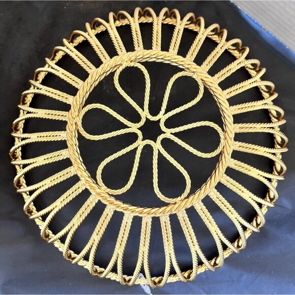 Metal Wire Round Bread Basket Twisted Gold Tone Heavy New 9-1/2" Decor Bowl - Picture 5 of 8